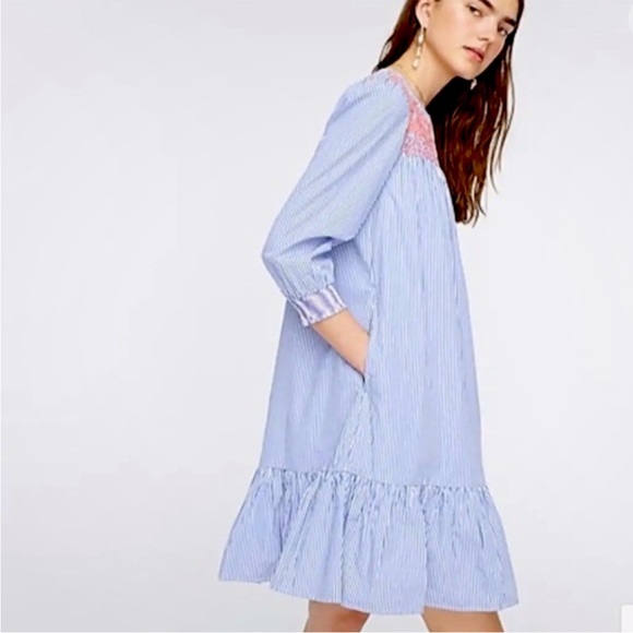 *NWT* J. Crew Embroidered Popover Dress With Ruffle Hem & Pockets - Picture 16 of 16